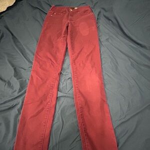 Aeropostale Women's Dark Red Straight Leg Jeans